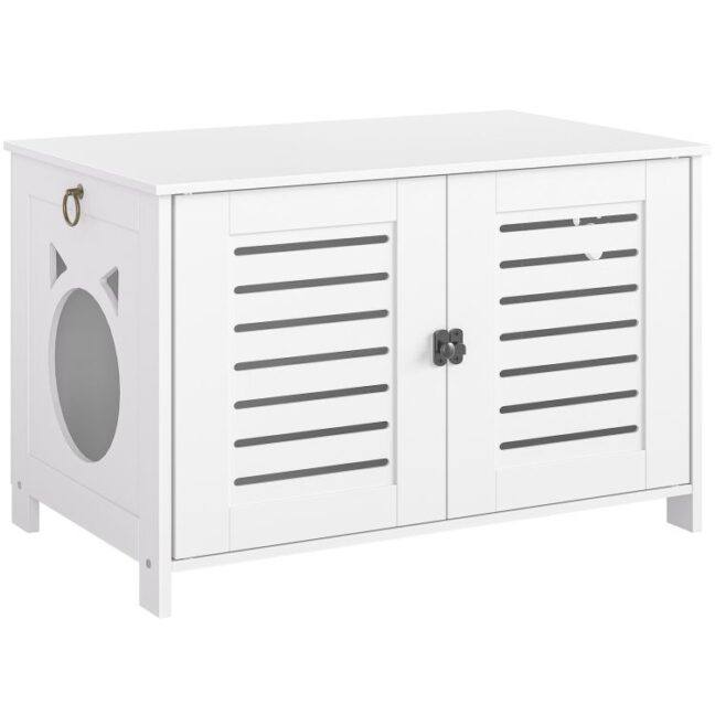 Stílusos fehér cicaház/alomdoboz