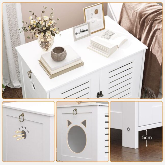 Stílusos fehér cicaház/alomdoboz
