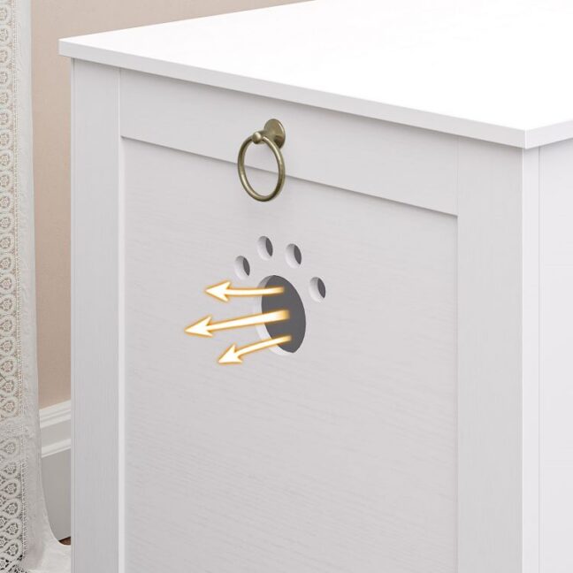 Stílusos fehér cicaház/alomdoboz