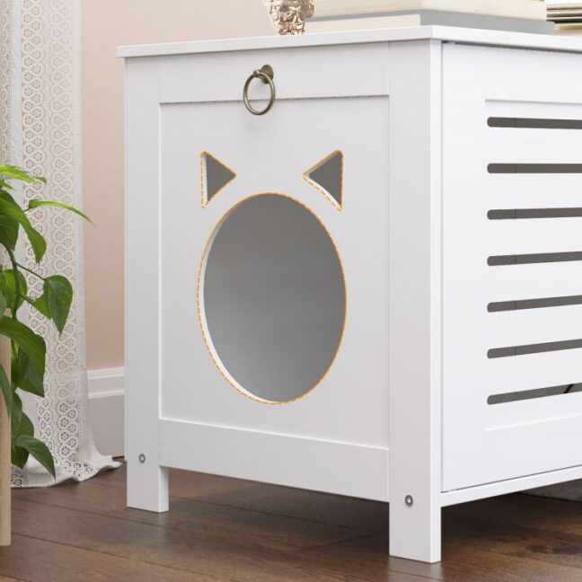 Stílusos fehér cicaház/alomdoboz