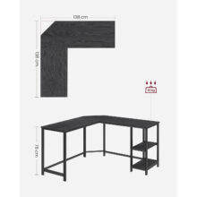 Irodai íróasztal L alakú – fekete
