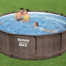 Rattan hatású fémvázas medence szett Pro Max 366x100cm 22in1