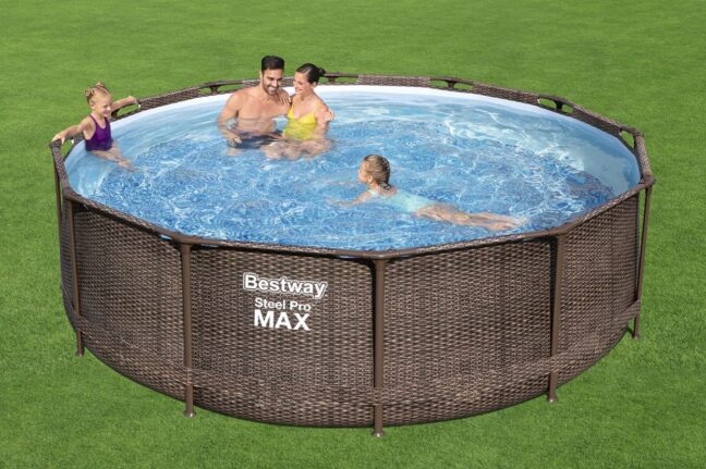 Rattan hatású fémvázas medence szett Pro Max 366x100cm 22in1