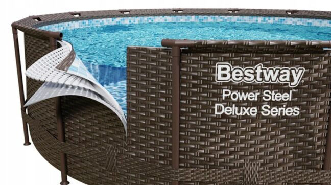 Rattan hatású fémvázas medence szett Pro Max 366x100cm 22in1