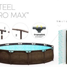 Rattan hatású fémvázas medence szett Pro Max 366x100cm 22in1
