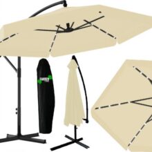 Kerti napernyő védőhuzattal és LED világítással BANANA – bézs