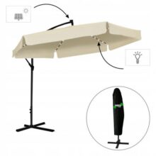 Kerti napernyő védőhuzattal és LED világítással BANANA – bézs