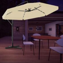 Kerti napernyő védőhuzattal és LED világítással BANANA – bézs