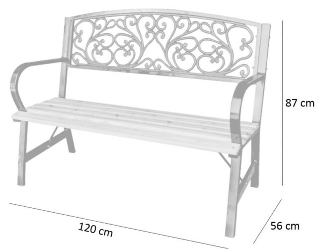 Kerti pad fém vázzal 120x56x87 cm