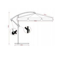 Kerti napernyő 3m, védőhuzattal és LED világítással – szürke