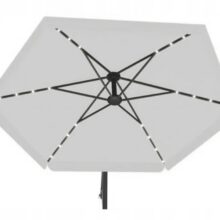 Kerti napernyő 3m, védőhuzattal és LED világítással – szürke