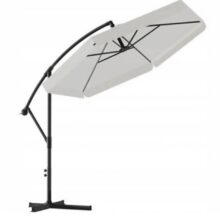 Kerti napernyő 3m, védőhuzattal és LED világítással – szürke