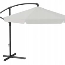 Kerti napernyő 3m, védőhuzattal és LED világítással – szürke