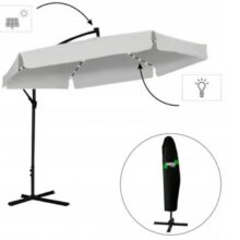 Kerti napernyő 3m, védőhuzattal és LED világítással – szürke