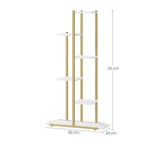 Növénytartó állvány 6 szintes – fehér márvány/arany
