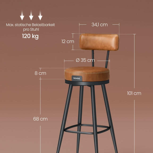 Bárszék szett EKHO 2db – karamell barna műbőr