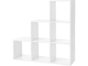 Könyvespolc, lépcsős polc 6 rekesszel - fehér