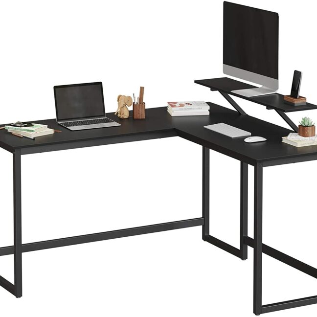 L-alakú számítógép asztal 140x130x76/91,5 cm – fekete