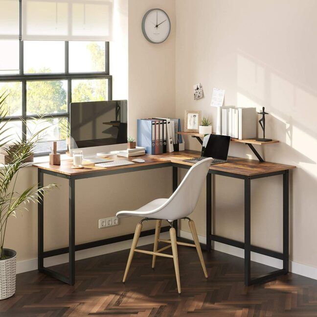 Sarok íróasztal állítható monitortartóval 140 x 130 x 76/91,5 cm