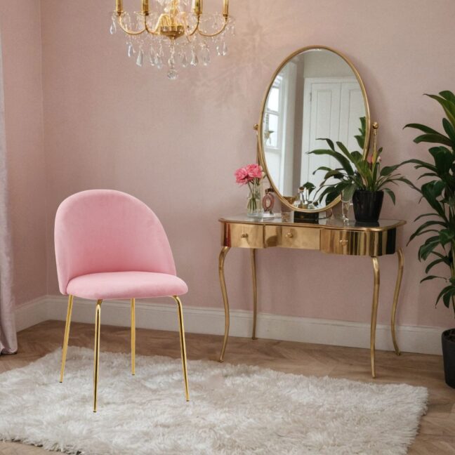 Bársonyszék Fargo Gold Velvet rózsaszín