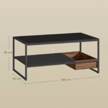 Dohányzóasztal Terra – fekete, diófa rekesszel 100x55x45 cm