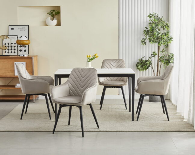 Étkezőszék NANA360 – bézs bársony/fekete lábak