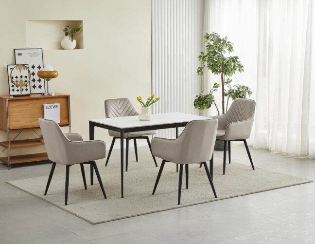 Étkezőszék NANA360 – bézs bársony/fekete lábak