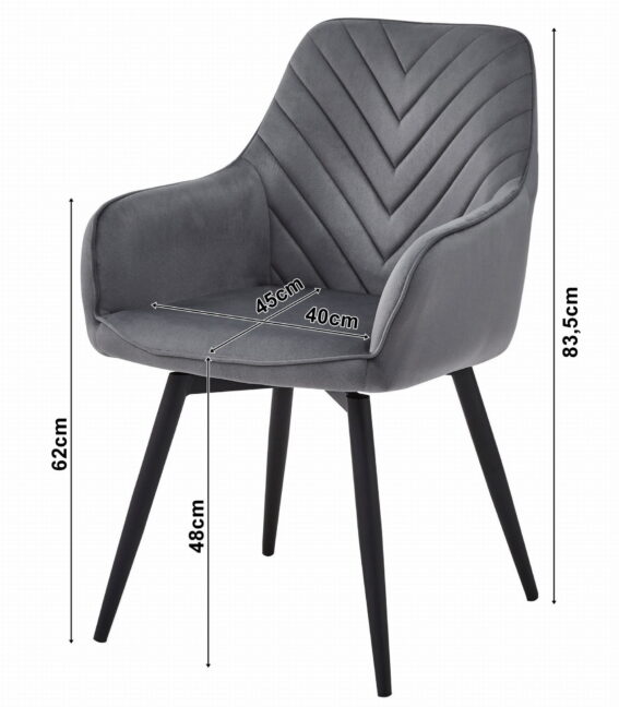 Étkezőszék NANA360 – bézs bársony/fekete lábak