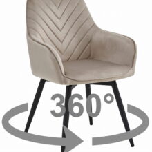 Étkezőszék NANA360 – bézs bársony/fekete lábak