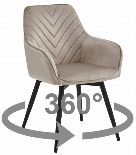 Étkezőszék NANA360 – bézs bársony/fekete lábak