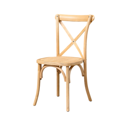 Fa esküvői szék CROSS-BACK WOOD RATTAN – natúr fa