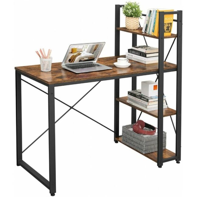 Rusztikus barna íróasztal polcokkal 120x60x120 cm