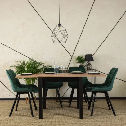 Étkezőszék RICK bársony bevonattal, sötétzöld