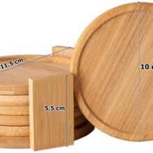 Bambusz poháralátét szett EMERALD 6 darabos, tárolóállvánnyal