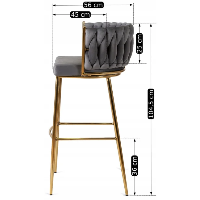 Bárszék FLORES  szürke bársony/ arany lábak