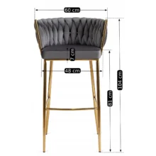 Bárszék FLORES  szürke bársony/ arany lábak