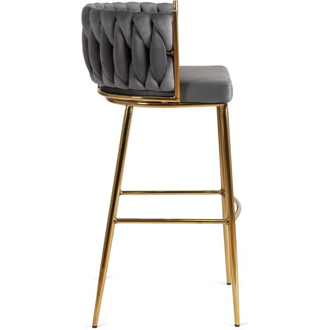 Bárszék FLORES  szürke bársony/ arany lábak