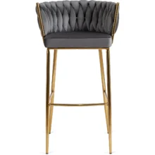 Bárszék FLORES  szürke bársony/ arany lábak