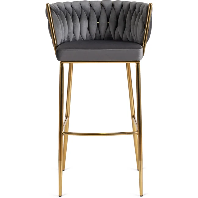 Bárszék FLORES  szürke bársony/ arany lábak