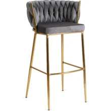 Bárszék FLORES  szürke bársony/ arany lábak