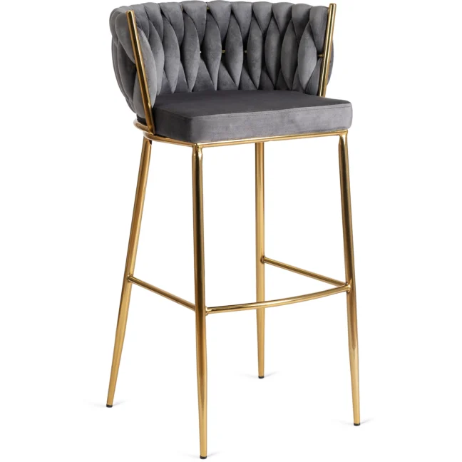 Bárszék FLORES  szürke bársony/ arany lábak