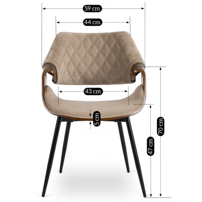 DAKOTA étkezőszék bézs bársony/dió