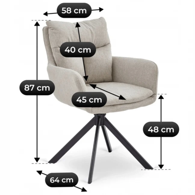 Forgatható étkezőszék PAUL, bézs