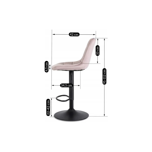 Bárszék ARCOS rózsaszín bársony/fekete