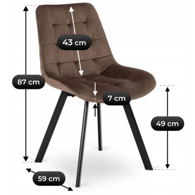 Étkezőszék RICK bársony bevonattal, barna