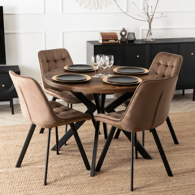 Étkezőszék RICK bársony bevonattal, barna