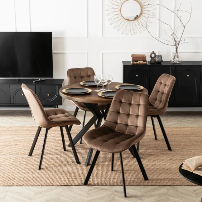 Étkezőszék RICK bársony bevonattal, barna
