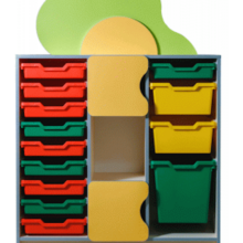 FLOWER meadow 10 óvodai polcrendszer műanyag tálcákkal