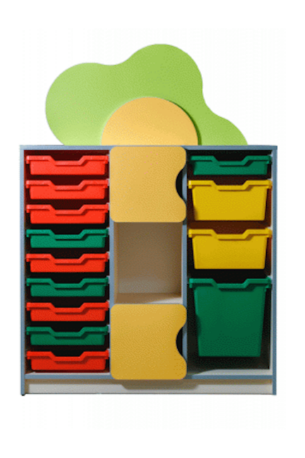 FLOWER meadow 10 óvodai polcrendszer műanyag tálcákkal