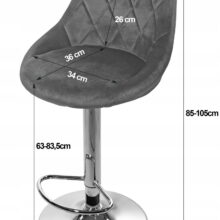 Bárszék KAST – szürke bársony / arany alap